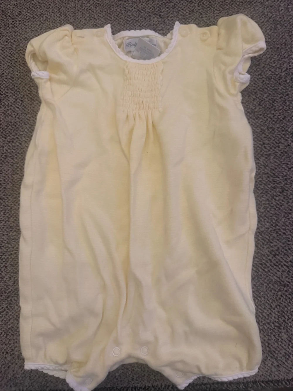 Ralph Lauren Pale Yellow Smocked Infant Romper